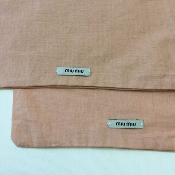 Miu Miu Dust Bags 2 Pieces for Shoes 13.5" x 9" Peach-Tone 100% Cotton - Picture 4 of 13